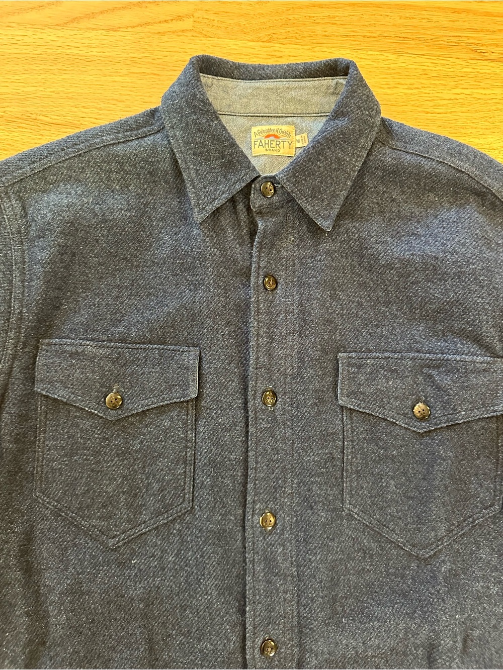 Faherty blue twill cotton Casual Button-Down Shirt - Picture 8 of 10